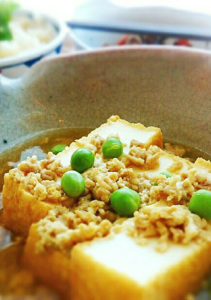 厚揚げの挽き肉えんどう豆のあんかけ-レシピのメイン写真