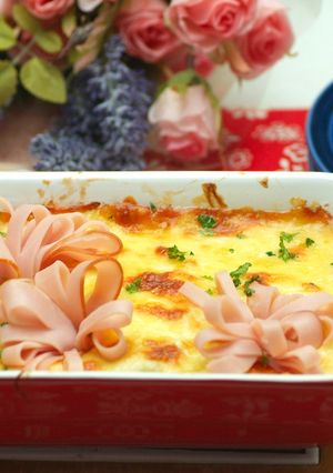 グリーンアスパラと新玉ねぎハムのグラタン-レシピのメイン写真