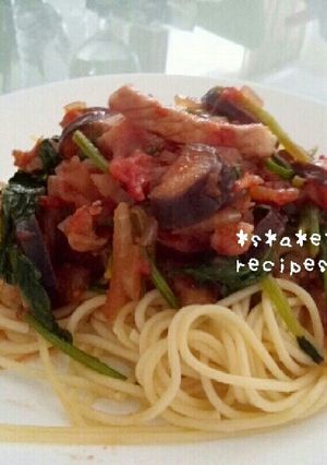 厚切り肉の具だくさんトマトパスタ-レシピのメイン写真