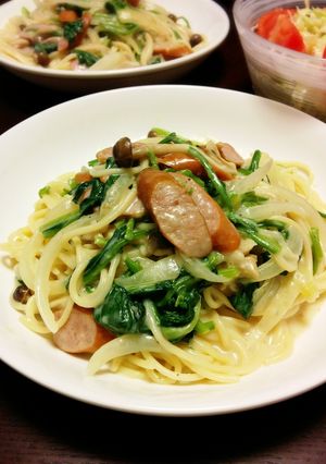 簡単！ほうれん草とシメジのクリームパスタ-レシピのメイン写真