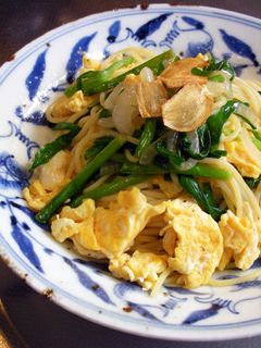 ニラと新玉ねぎでニラ玉スパゲティ♪-レシピのメイン写真