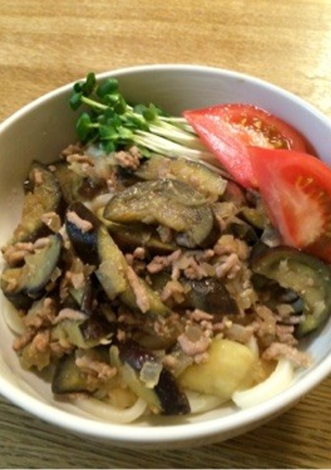 炒めてのせて♪豚挽肉とナスのう丼♪-レシピのメイン写真