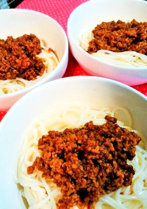ミートソースde簡単ジャージャー麺♪-レシピのメイン写真
