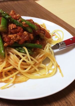 アスパラのボロネーゼ-レシピのメイン写真