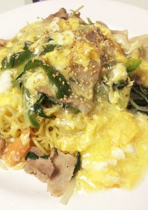 たけのこ&豚肉✩卵スープあんかけ焼きそば-レシピのメイン写真