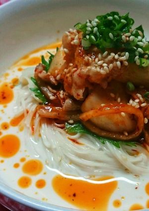 冷やし豆乳豚キム♡素麺♡-レシピのメイン写真