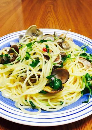 春だね♡あさりと豆苗のオイルパスタ-レシピのメイン写真