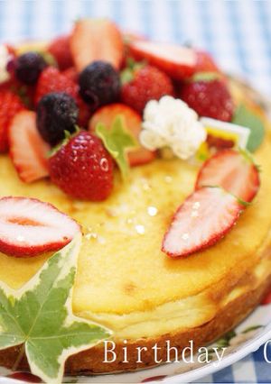 濃厚♪ベイクドチーズケーキ♡いちごのせ♪-レシピのメイン写真