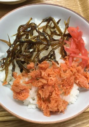 二色丼(シャケといかなごの釘煮)-レシピのメイン写真