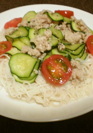 鶏とズッキーニのイタリアンそうめん-レシピのメイン写真
