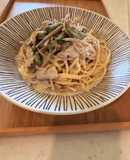 シャキシャキゴボウのクリームパスタ