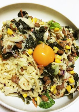 コンビニでできる！納豆サラダラーメン！-レシピのメイン写真