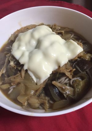 茄子と舞茸のチーズカレー蕎麦-レシピのメイン写真