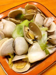 ハマグリと葱の酒蒸し-レシピのメイン写真