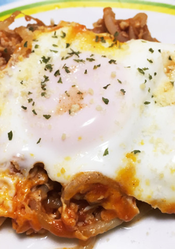 もやし挽肉のトマトソース炒め★目玉焼き★-レシピのメイン写真