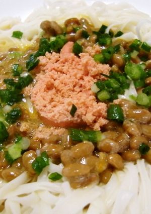 ★糖質０ｇ麺の＊納豆と明太子のパスタ風＊-レシピのメイン写真