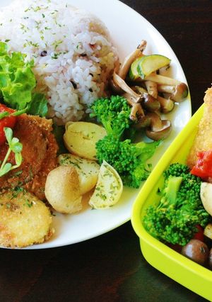 魚の香草パン粉焼きプレートとお弁当レシピ-レシピのメイン写真