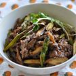 焼肉タレで☆アスパラと牛肉のタレマヨ炒め