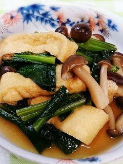 小松菜と揚げときのこの煮びたし-レシピのメイン写真