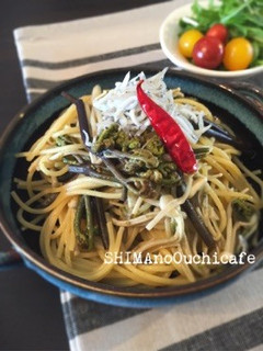 ワラビとエノキとシラスの和風パスタ-レシピのメイン写真