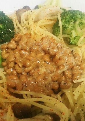ブロッコリーと納豆の中華風スパゲッティ-レシピのメイン写真