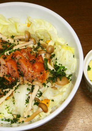 簡単蒸しキャベツのカレーヨーグルトかけ-レシピのメイン写真
