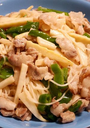 筍とピーマンと豚肉☆そうめんチャンプルー-レシピのメイン写真