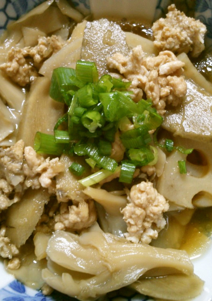 簡単♪　ごぼう　蓮根　鶏ひき肉の煮物！！-レシピのメイン写真