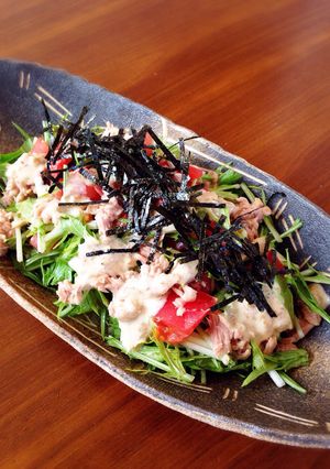 梅マヨ＊水菜とトマトとツナの簡単サラダ-レシピのメイン写真