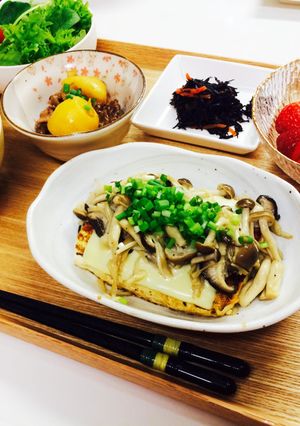 キノコとガーリック味噌チーズ豆腐ステーキ-レシピのメイン写真