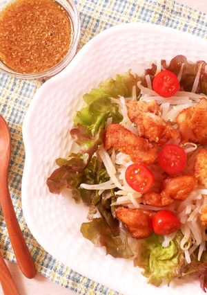 味の素唐揚げで給料前節約ボリュームサラダ-レシピのメイン写真