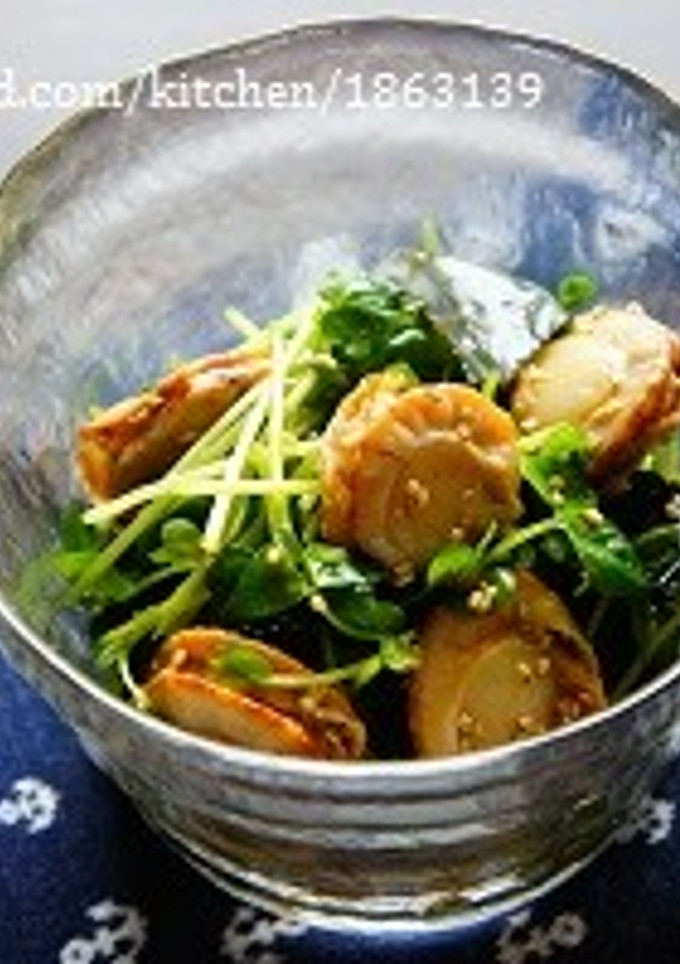 ベビーホタテと豆苗の中華風ごま和え-レシピのメイン写真