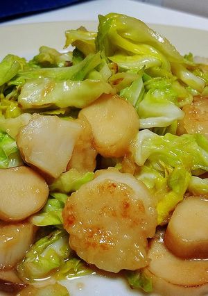ホタテと春キャベツのバター醤油炒め-レシピのメイン写真