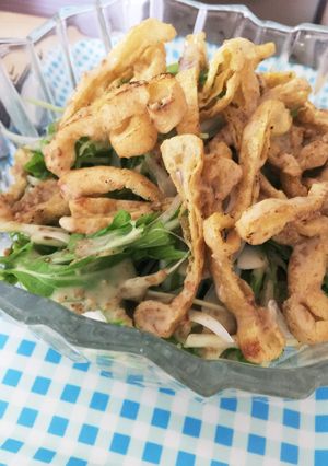 水菜新玉ねぎのシャキシャキきつねサラダ♡-レシピのメイン写真
