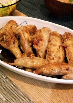手羽元と手羽先のニンニク照り焼き煮-レシピのメイン写真