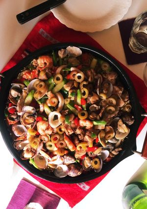 すき焼き鍋で　本格！パスタパエリア-レシピのメイン写真