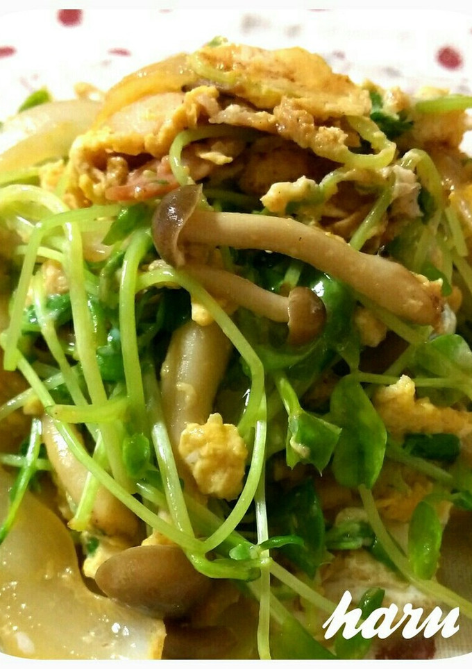 豆苗としめじのオイマヨ炒め-レシピのメイン写真