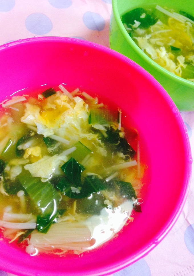 簡単中華＊えのきと青梗菜のたまごスープ-レシピのメイン写真