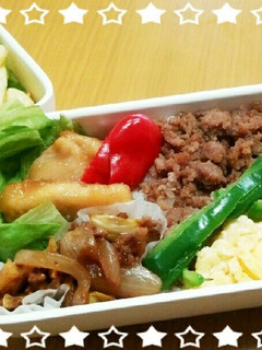 豚ひき肉のそぼろお弁当。-レシピのメイン写真