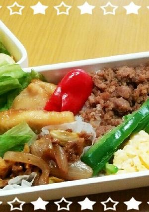 豚ひき肉のそぼろお弁当。-レシピのメイン写真