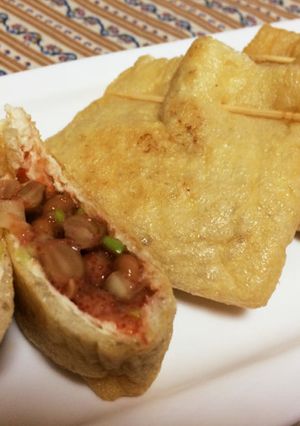 明太子と納豆の油揚げポケット焼き-レシピのメイン写真