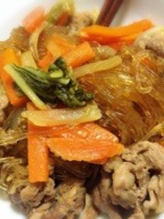 簡単!節約!春雨と豚肉の煮物-レシピのメイン写真