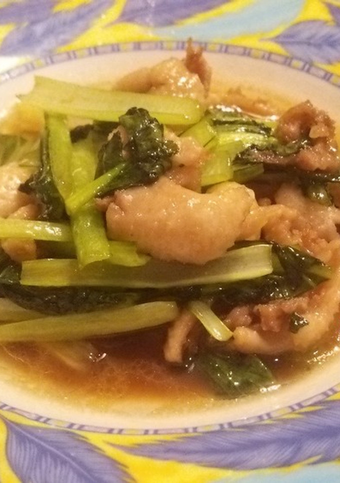 鳥皮と小松菜の炒め物-レシピのメイン写真