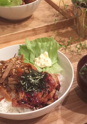 味付け簡単！きんぴらごぼう鶏てり丼☆☆-レシピのメイン写真