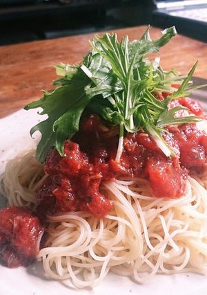 【簡単】トマトとツナの冷製パスタ-レシピのメイン写真