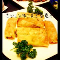 รูปของ 節約♪もやし1袋&豚コマでもやし春巻き