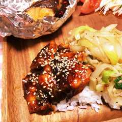 รูปของ 鶏胸肉のネギみそ焼き