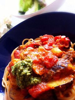 タコとナスのトマトソースパスタ-レシピのメイン写真