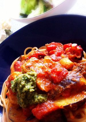 タコとナスのトマトソースパスタ-レシピのメイン写真