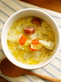 ぽかぽか野菜とソーセージの豆乳スープ-レシピのメイン写真